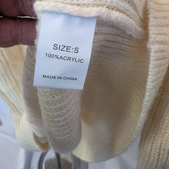 Cable Knit Turtleneck Sweater Size S Acrylic Cream Made In China - Picture 5 of 8